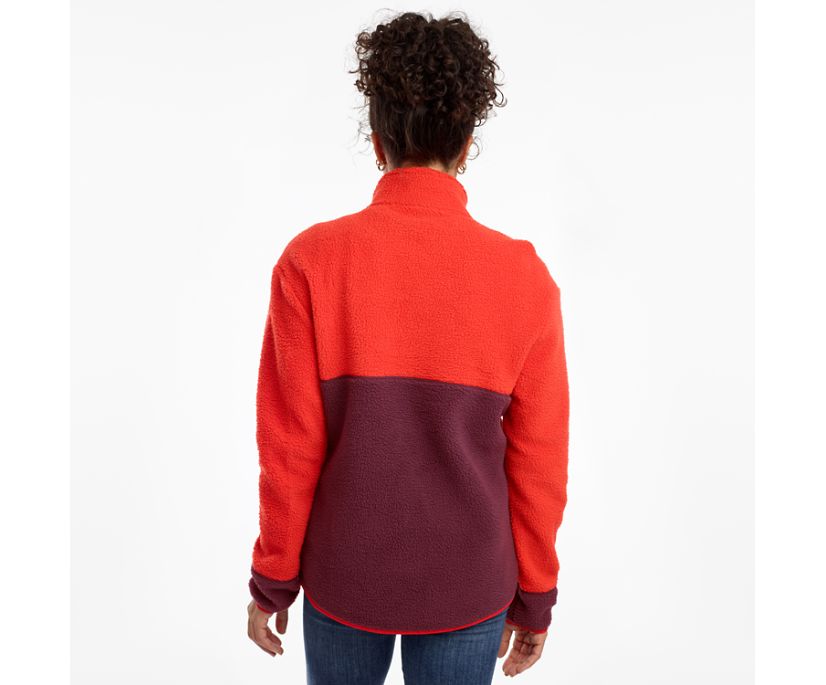 Women's Saucony Fireside Fleece Anorak Jackets Red / Burgundy | Singapore 338MQZA